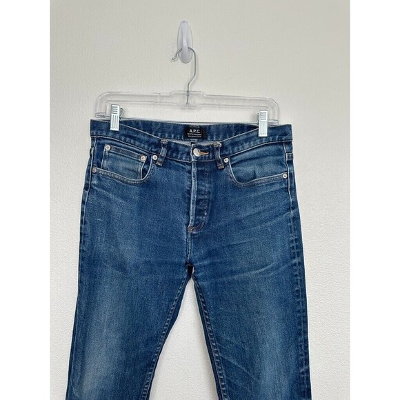 APC Petit Standard Jean Droit Etroit Button Fly Blue Tapered Leg Jeans Size 31 - Picture 2 of 8